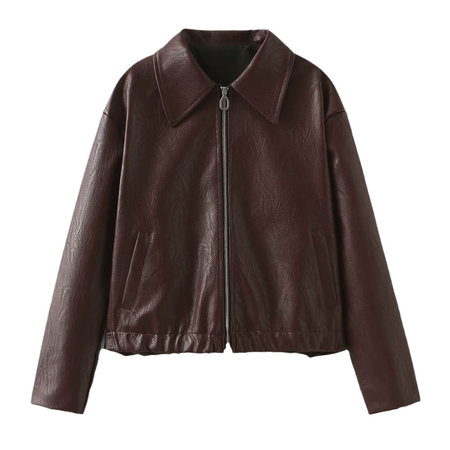 Chic Solid Color Lapel Zipper Jacket for Effortless Style!