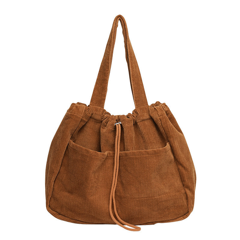 In Corduroy Shoulder Multi-pocket Handbag for Women