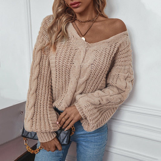 European Elegance: Solid Color Twisted Sweater