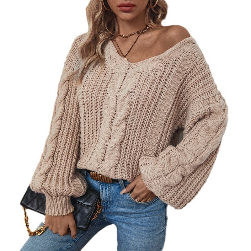 European Elegance: Solid Color Twisted Sweater